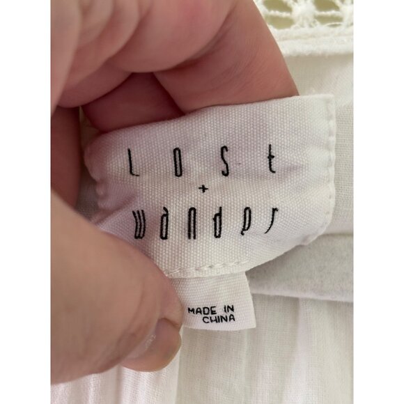 Lost + Wander Lace Crochet  V-Neck Tunic Dress White With Long Sleeves - Picture 5 of 13